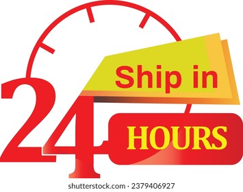 Icono de diseño gráfico de 24 horas de envío a la venta