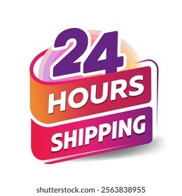 24 Hours Shipping order execution or delivery service icons. Commercial support. All day business and service. Vector illustration.