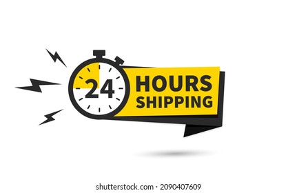 24 hours shipping sign yellow banner. vector stock illustration 