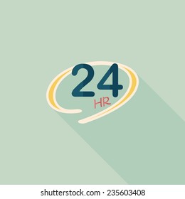 24 hours shop open flat icon with long shadow,eps10