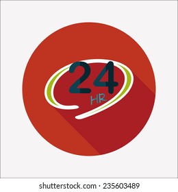 24 hours shop open flat icon with long shadow,eps10
