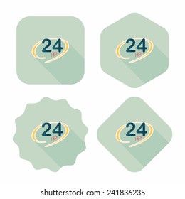 24 hours shop open flat icon with long shadow,eps10