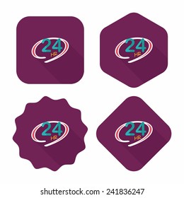 24 hours shop open flat icon with long shadow,eps10