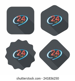 24 hours shop open flat icon with long shadow,eps10