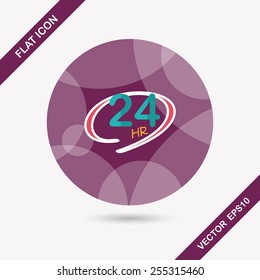 24 hours shop open flat icon with long shadow,eps10