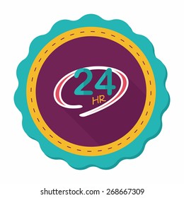 24 hours shop open flat icon with long shadow,eps10