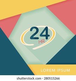 24 hours shop open flat icon with long shadow,eps10
