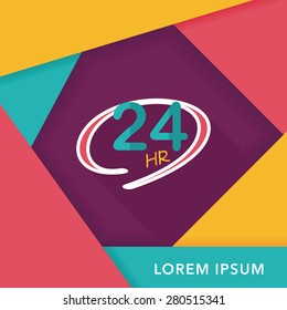 24 hours shop open flat icon with long shadow,eps10