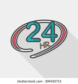 24 hours shop open flat icon with long shadow, eps10