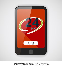 24 hours shop open flat icon with long shadow,eps10