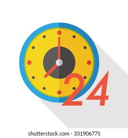 24 hours shop open flat icon