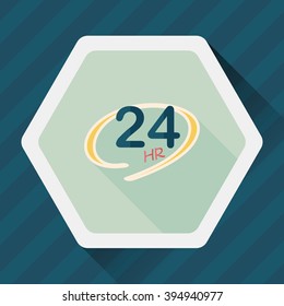 24 hours shop open flat icon with long shadow,eps10