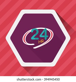 24 hours shop open flat icon with long shadow,eps10