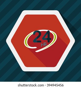 24 hours shop open flat icon with long shadow,eps10