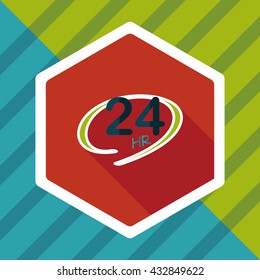 24 hours shop open flat icon with long shadow,eps10