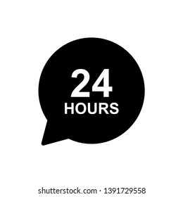 24 hours sign black and white color vector