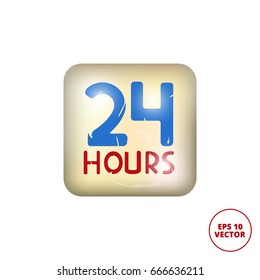 24 hours sign isolated vector illustration