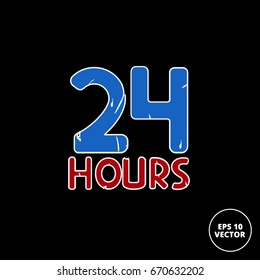 24 hours sign on black background vector illustration