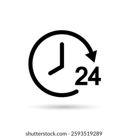 24 hours sign service vector. Day service icon set. 24 Hour assistance vector symbol.