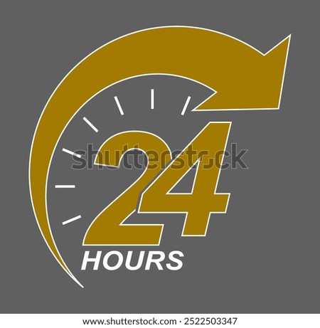 24 hours sign service vector illustration, 24 hours order execution symbol, 24h service duration sign. 24 h discount offer. Offer Icon, 24hrs delivery line icon set. fast 24hr sign, Fast service icon.