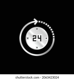 24-Stunden-Symbol aus silbernem Metall