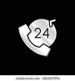 24 Hours silver plated metallic icon