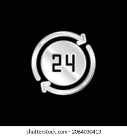 24 Hours silver plated metallic icon
