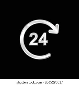 Icono metálico plateado de 24 horas