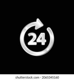 Icono metálico plateado de 24 horas