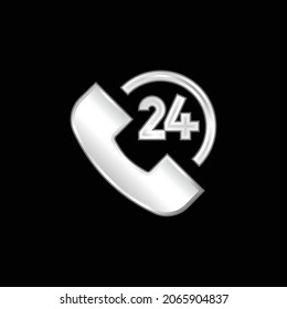 Icono metálico plateado de 24 horas