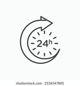 24 Hours simple thin like stroke vector icon.