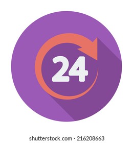 24 hours. Single flat color icon. Vector illustration.