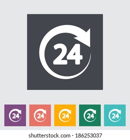 24 hours. Single flat icon. Vector illustration.