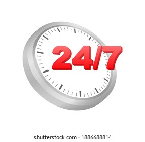 24 hours support in abstract style on white background. Customer service. Online support call center. Flat vector. Logo vector.