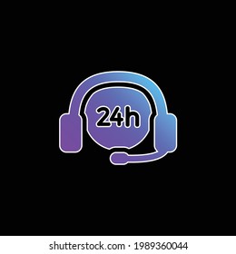 24 Hours Support blue gradient vector icon