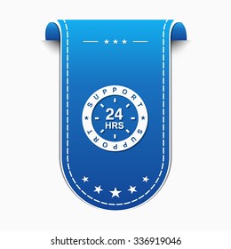 24 Hours Support Blue Vector Icon Design