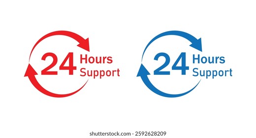 24 hours support, Customer Service, and Call Center Concept icon. Twenty four hours icon.