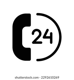 24 horas soporte gráfico vectorial de ilustración de icono de glifo