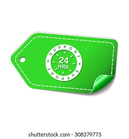 24 Hours Support Green Vector Icon Design