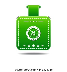 24 Hours Support Green Vector Icon Design