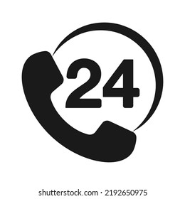 24 Hours Support icon. 24 hours Call or Twenty four hour vector illustration