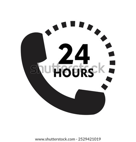 24 Hours Support icon. 24 hours Call or Twenty four hour vector illustration.