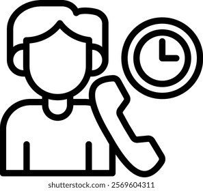 24 Hours Support Icon Line Vector Illustration