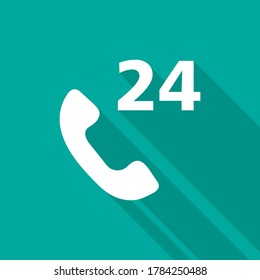 24 hours support icon, phone icon vector illustration