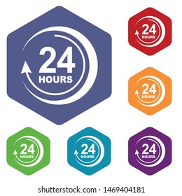 24 hours support icon in simple style isolated on white background. Service symbol