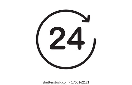 Icono de soporte de 24 horas de estilo simple aislado en fondo blanco. Símbolo de servicio	