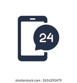 24 hours support icon. Solid glyph series icon