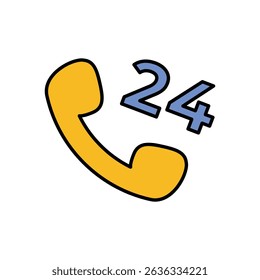 24 Hours Support Icon vector stock illustration