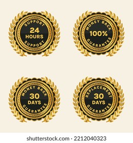 24 hours support money back guarantee and warranty badge set