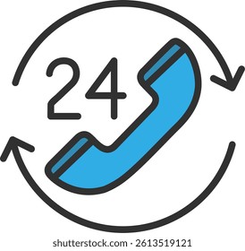 24 Hours Support Outline Filled Style Icon